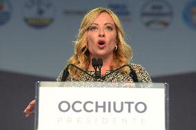 Giorgia Meloni Attends Regional Elections In Lamezia Terme - Italy