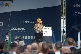 Giorgia Meloni Attends Regional Elections In Lamezia Terme - Italy