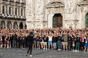 Slavia Prague Fans In Piazza Duomo Milan - Italy