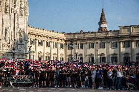 Slavia Prague Fans In Piazza Duomo Milan - Italy