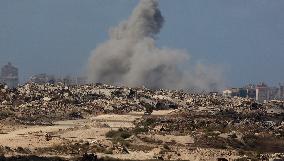 Smoke Rises Following Attack In Gaza City