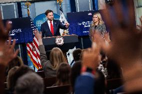 DC: Vice President JD Vance speaks in White House Press Briefing Room