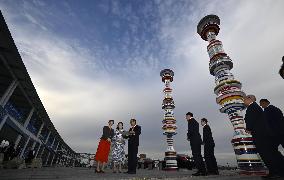 Crown princess visits art festival in western Japan