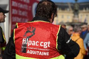 Demonstration and strike at Place de la Bourse in Bordeaux