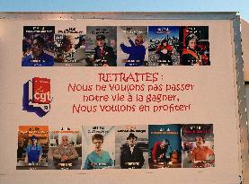 Demonstration and strike at Place de la Bourse in Bordeaux