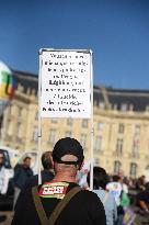 Demonstration and strike at Place de la Bourse in Bordeaux