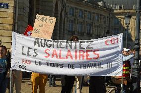 Demonstration and strike at Place de la Bourse in Bordeaux