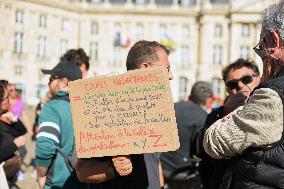 Demonstration and strike at Place de la Bourse in Bordeaux