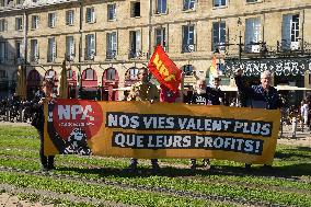 Demonstration and strike at Place de la Bourse in Bordeaux