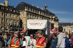 Demonstration and strike at Place de la Bourse in Bordeaux