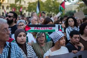 Rally In Barcelona Supports Global Sumud Flotilla - Spain