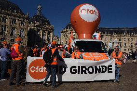 Demonstration and strike at Place de la Bourse in Bordeaux