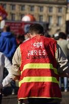 Demonstration and strike at Place de la Bourse in Bordeaux