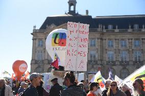 Demonstration and strike at Place de la Bourse in Bordeaux