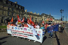 Demonstration and strike at Place de la Bourse in Bordeaux