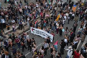 Rally In Barcelona Supports Global Sumud Flotilla - Spain
