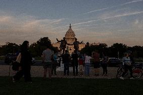 Donald Trump and Jeffrey Epstein Holding Hands Statue Reinstalled - Washington
