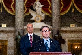 Speaker Johnson, Leader Thune Hold Press Conference on Day Three of Government Shutdown