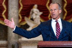 Speaker Johnson, Leader Thune Hold Press Conference on Day Three of Government Shutdown