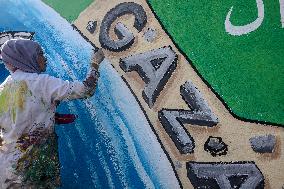 Mural Depicting the Sumud World Flotilla - Gaza