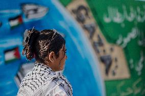 Mural Depicting the Sumud World Flotilla - Gaza