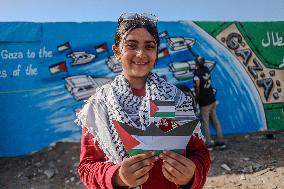 Mural Depicting the Sumud World Flotilla - Gaza