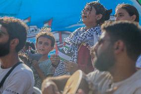 Mural Depicting the Sumud World Flotilla - Gaza