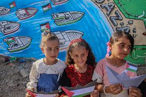 Mural Depicting the Sumud World Flotilla - Gaza