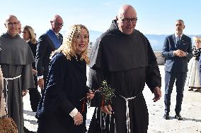 Italian PM Giorgia Meloni At San Francesco Celebration - Assisi
