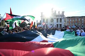 Massive Pro-Palestine Rally - Rome