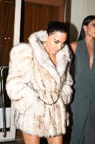 PFW - Kim Kardashian Arrives At Le Sienna Restaurant