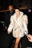 PFW - Kim Kardashian Arrives At Le Sienna Restaurant