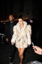 PFW - Kim Kardashian Arrives At Le Sienna Restaurant
