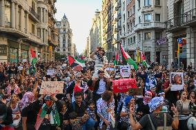 Demonstration in Support of Palestine Across Spain