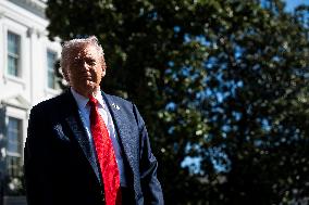 President Trump Departs The White House For Navy Celebration - DC
