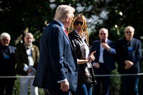 President Trump Departs The White House For Navy Celebration - DC
