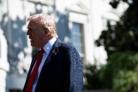 President Trump Departs The White House For Navy Celebration - DC