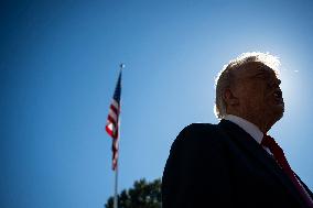 President Trump Departs The White House For Navy Celebration - DC