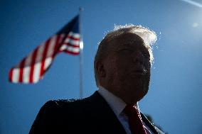 President Trump Departs The White House For Navy Celebration - DC
