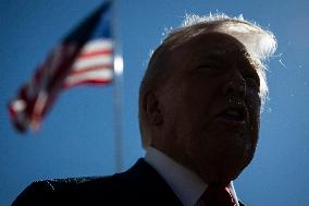 President Trump Departs The White House For Navy Celebration - DC