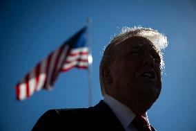 President Trump Departs The White House For Navy Celebration - DC