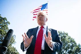President Trump Departs The White House For Navy Celebration - DC