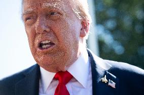 President Trump Departs The White House For Navy Celebration - DC