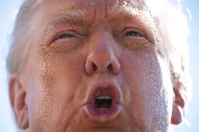 President Trump Departs The White House For Navy Celebration - DC