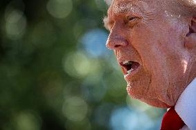 President Trump Departs The White House For Navy Celebration - DC