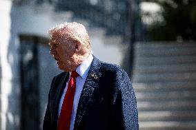 President Trump Departs The White House For Navy Celebration - DC