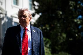 President Trump Departs The White House For Navy Celebration - DC
