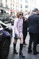 PFW - Emma Watson Turns Heads In Gingham Mini Dress