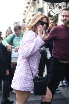 PFW - Emma Watson Turns Heads In Gingham Mini Dress