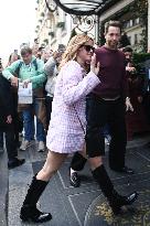 PFW - Emma Watson Turns Heads In Gingham Mini Dress